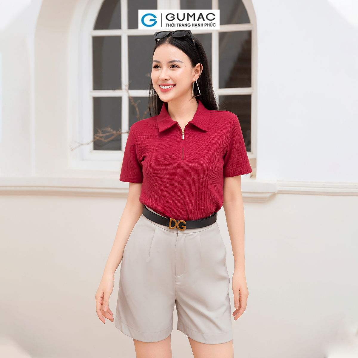 Áo polo phối dây kéo thời trang GUMAC ATD10031