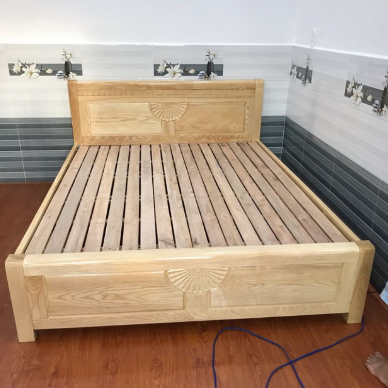 Giường Gỗ Sồi Nga 1m4X 2M màu tự nhiên