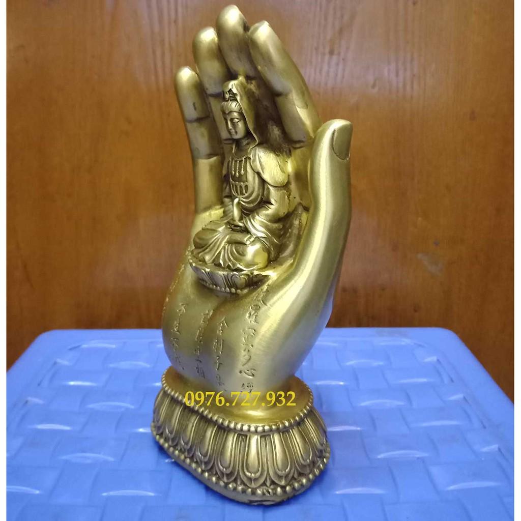Bàn tay phật quan âm bằng đồng cao 18cm, bàn tay phật bằng đồng