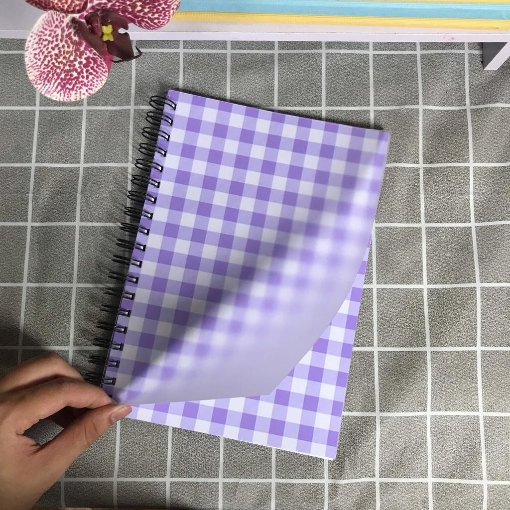 Sổ / Vở lò xo kép caro, kẻ ngang, chấm bi KOREAN STYLE bìa nhựa A5 B5 Self Planner 80-120 trang 100GSM