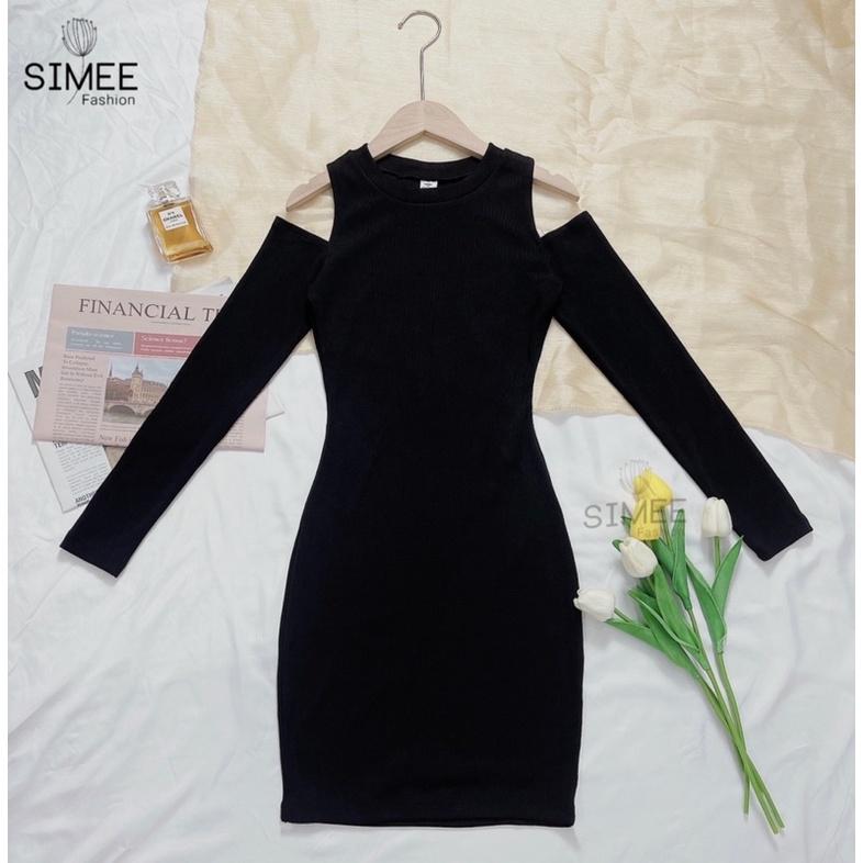 Váy len body xẻ vai Simee