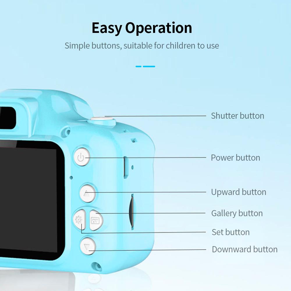 X2 Mini Kids Camera 2 inch HD Color Display Rechargable Mini Camera Video Camera Lovely Camera with 32GB Memory Card