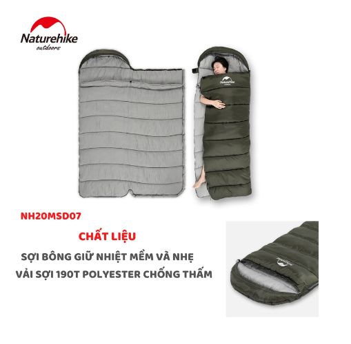 Túi ngủ đơn siêu nhẹ có mũ NatureHike NH20MSD07