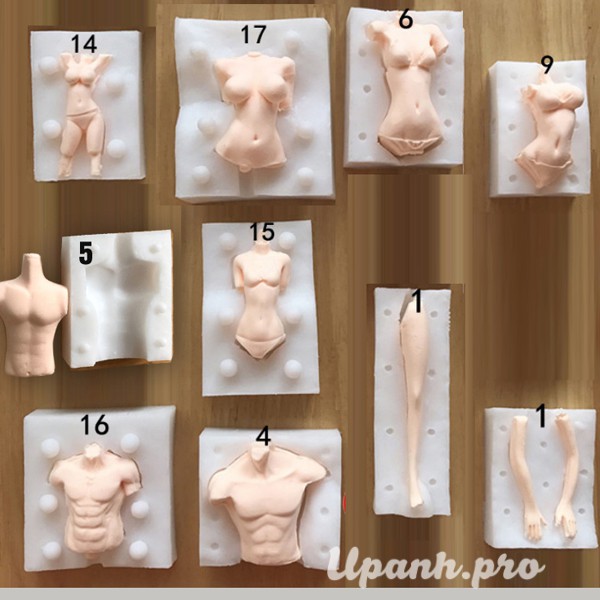 Khuôn Body TRỌN BỘ THÂN NAM Búp Bê Ép Đất Sét Nhật BJD Doll Figure MALE BODY FULL
