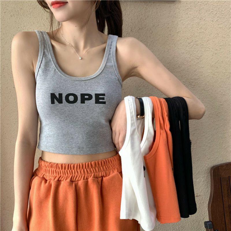 Áo Ba Lỗ Thể Thao In Chữ Phong Cách Hàn Quốc