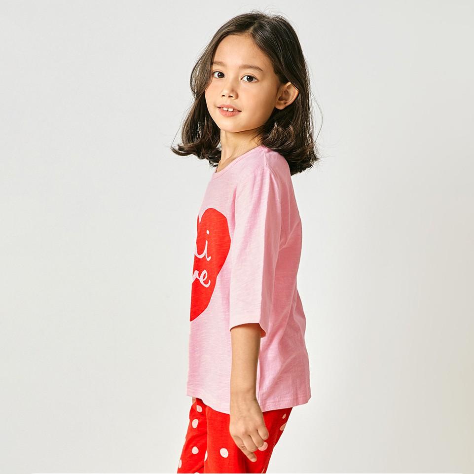Bộ đồ lửng tay mặc nhà cotton mịn cho bé gái U2015 - Unifriend Hàn Quốc, Cotton Organic