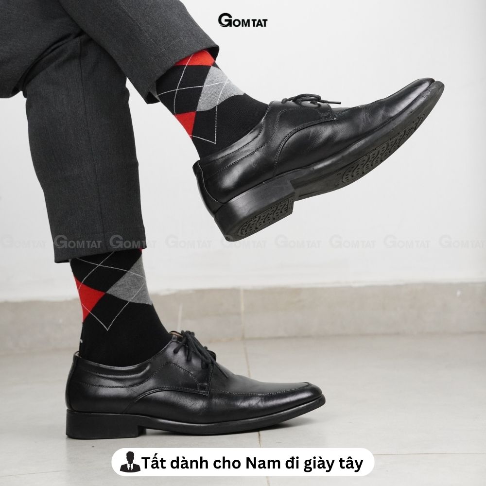 Tất Cổ Cao Nam họa tiết quả trám, Tất giày tây nam cao cấp phong cách Châu Âu