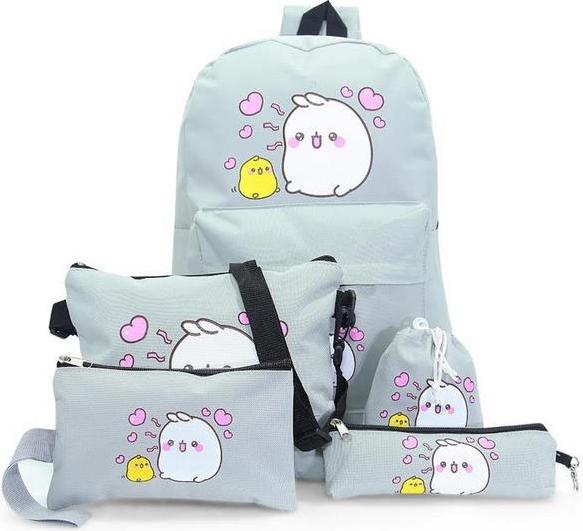 Bộ 5 món gồm balo đi học + túi đeo chéo nữ + ví nữ + hộp bút + ví rút