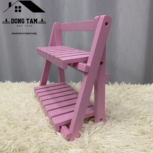 Kệ gỗ mini 2 tầng màu hồng , Sản xuất tại xưởng ĐT, Kệ để bàn làm việc, để sen đá, để vật trưng bày, Chất liệu gỗ thông nhập khẩu, KEMN2T