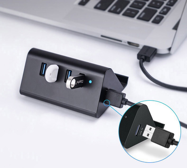 Bộ Hub Sạc 4 Cổng USB 3.0 Tăng Tốc Độ Cao Cấp Có Khay Đỡ Điện Thoại Tiện Dụng