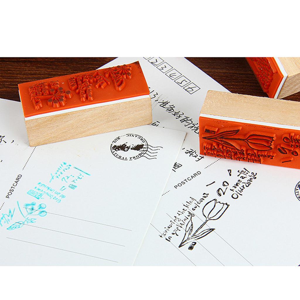 1 Piece Retro Style Wooden Flower Stamp For Scrapbooking English Letters DIY