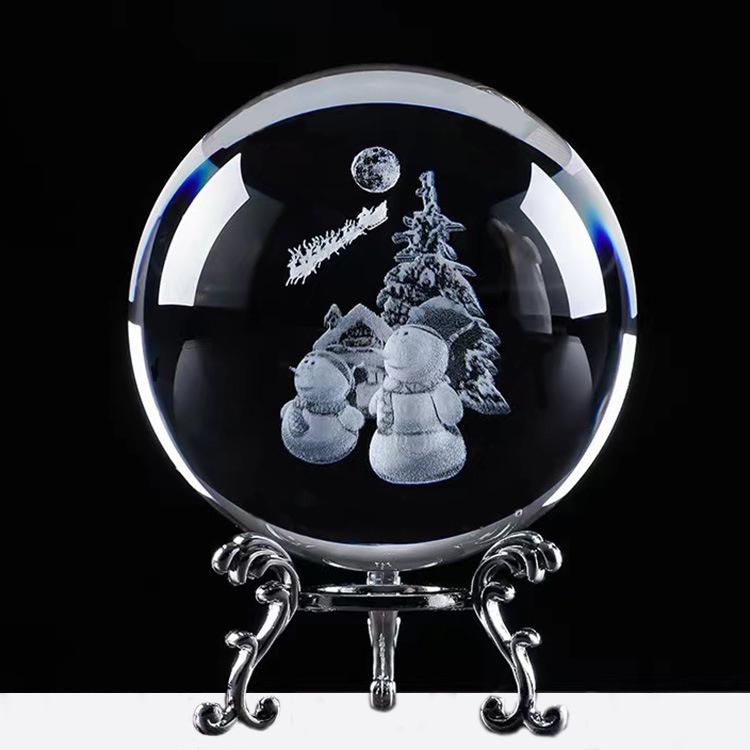 Bộ Quà Tặng Giáng Sinh 2022 Quả Cầu Pha Lê 3D LED Noen Người Tuyết Mẫu 3