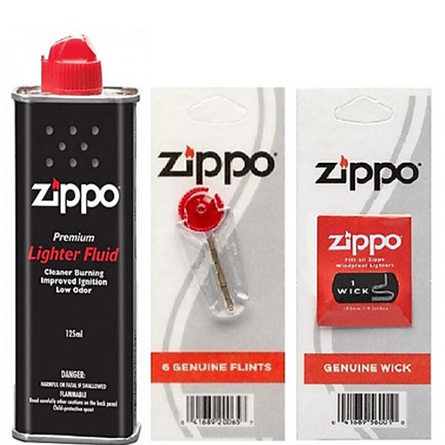 Bộ 3 Sản Phẩm Xăng, Đá, Bấc Zippo