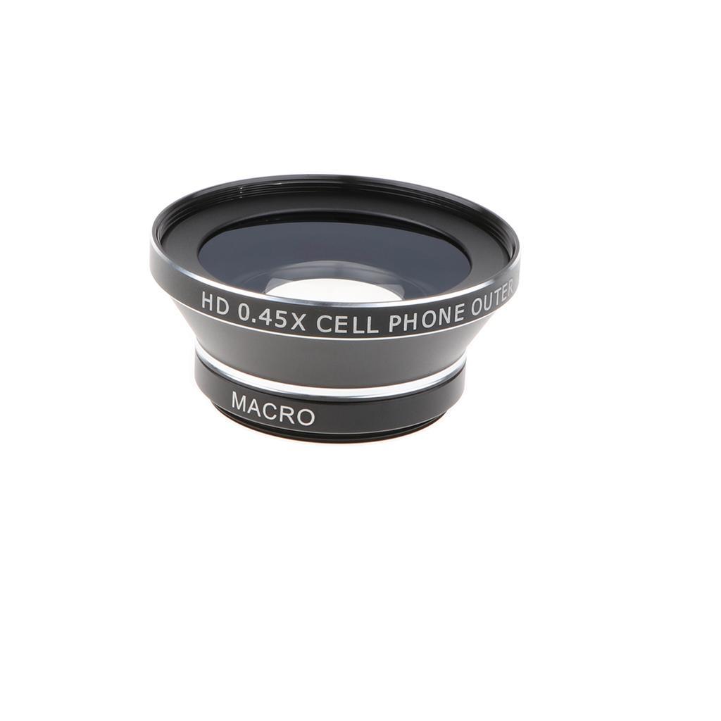 Clip-on 12X Zoom Telescope Camera Telephoto Lens and Wide Angle Lens black