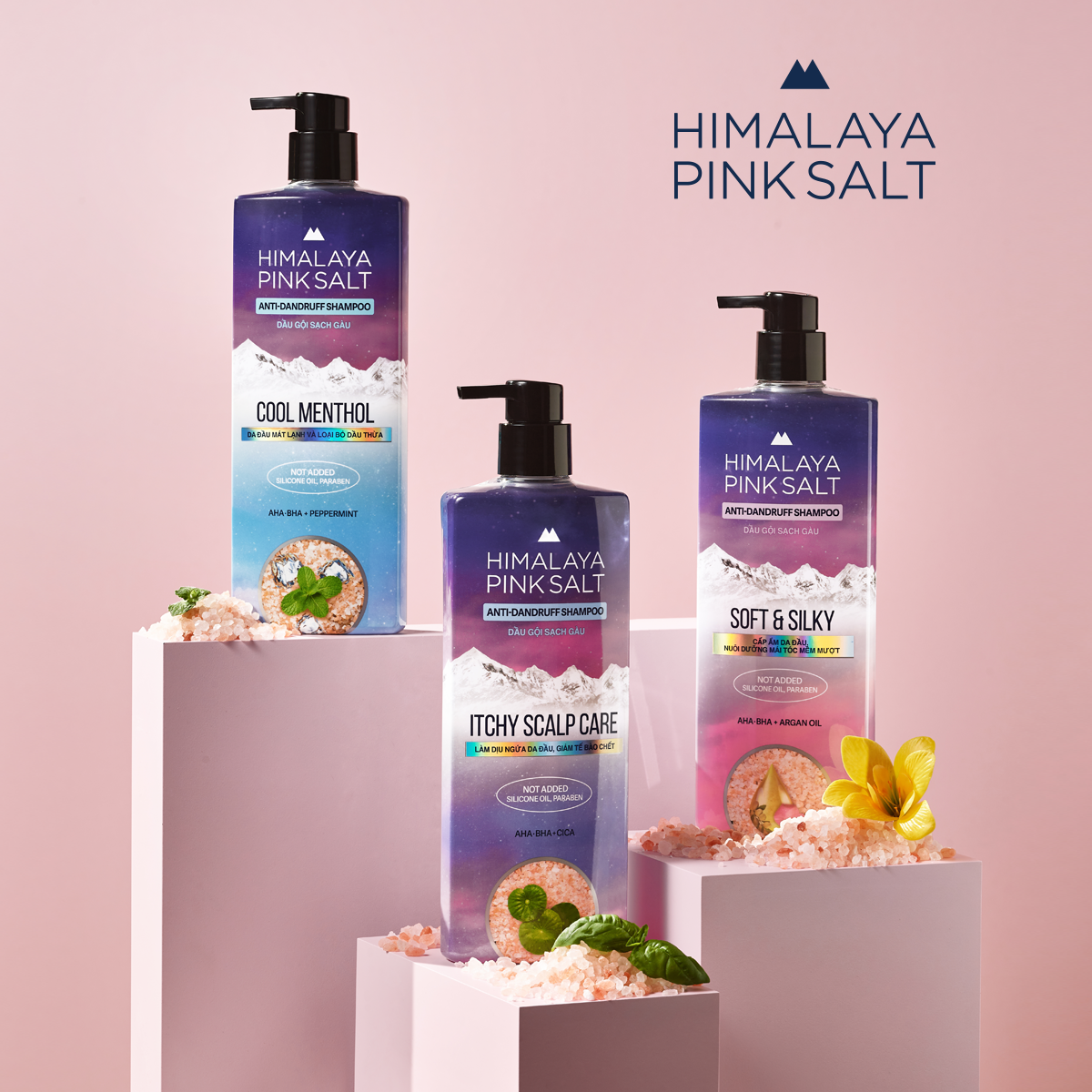 Dầu gội sạch gàu muối hồng Ngăn Ngừa Gàu, Giảm Ngứa Himalaya Pink Salt mát lạnh bạc hà 650ml