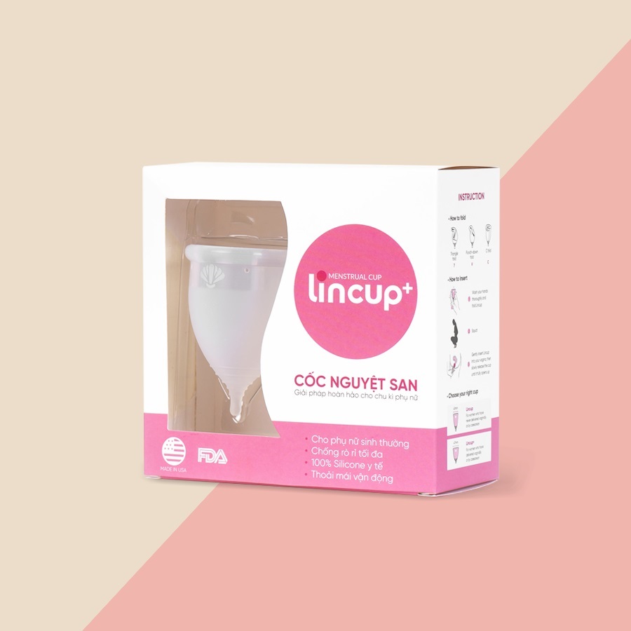 Bộ sản phẩm cốc nguyệt san Lincup+ (Tặng kèm bông rửa mặt Nhật Bản + Cốc tiệt trùng)