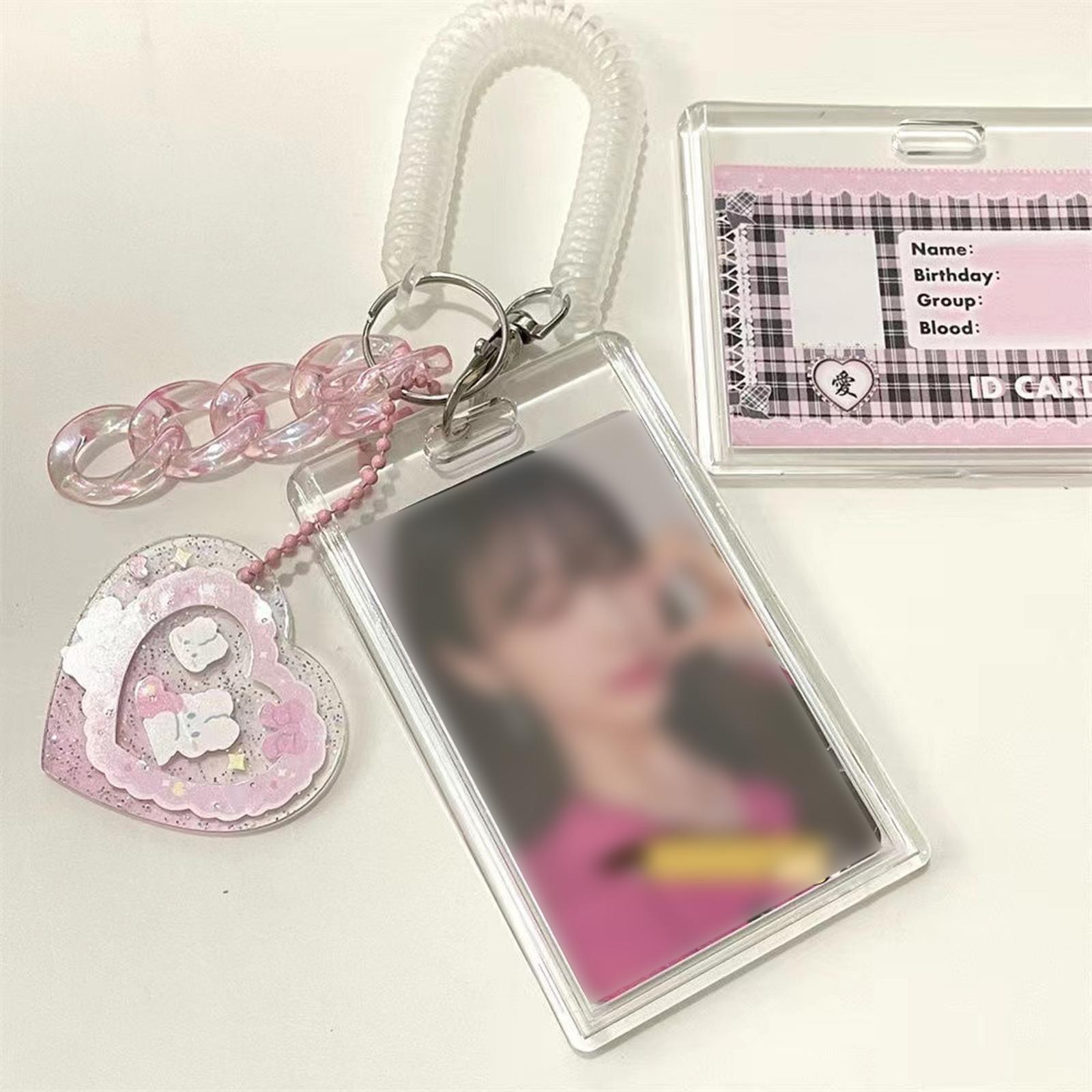 Acrylic Photocard Holder ID Card Case Cover Photo Protector Cute Portable for Teachers