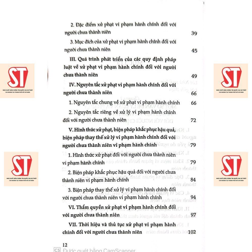 Sách - Xử Phạt Vi Phạm Hành Chính Đối Với Người Chưa Thành Niên - Thực Trạng Và Hướng Hoàn Thiện - NXB Chính Trị Quốc Gia