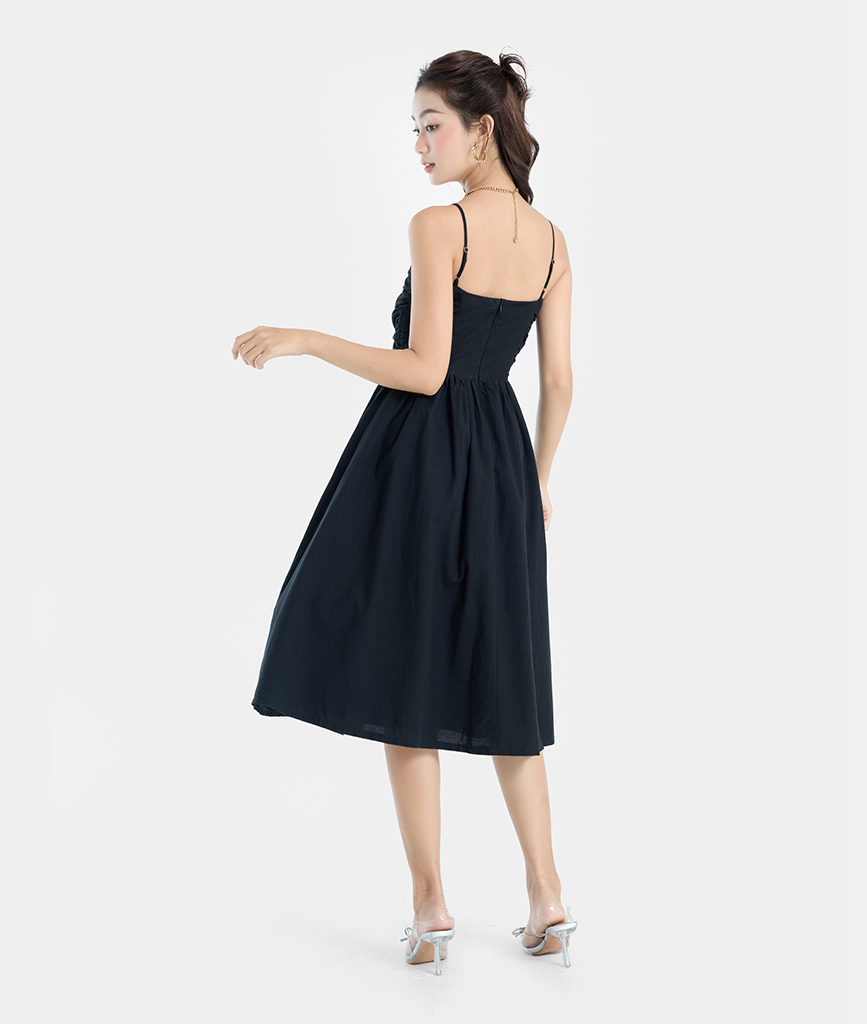 Đầm Lửng Nữ Thời Trang HNOSS Form Xoè Hai Dây Mảnh HNDLU097