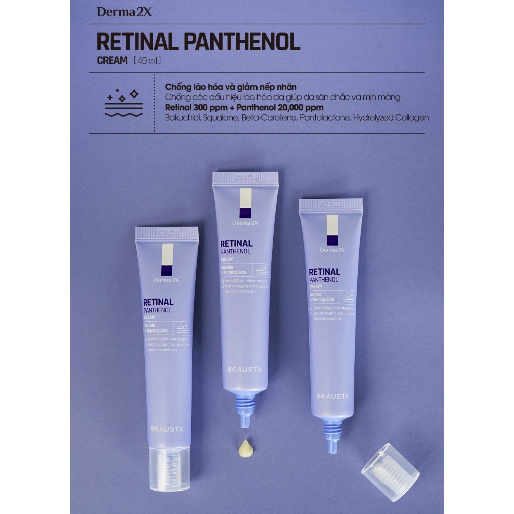 Kem Dưỡng Beausta Derma2X Retinal Panthenol Cream 40ml - Hỗ trợ chăm sóc da lão hóa