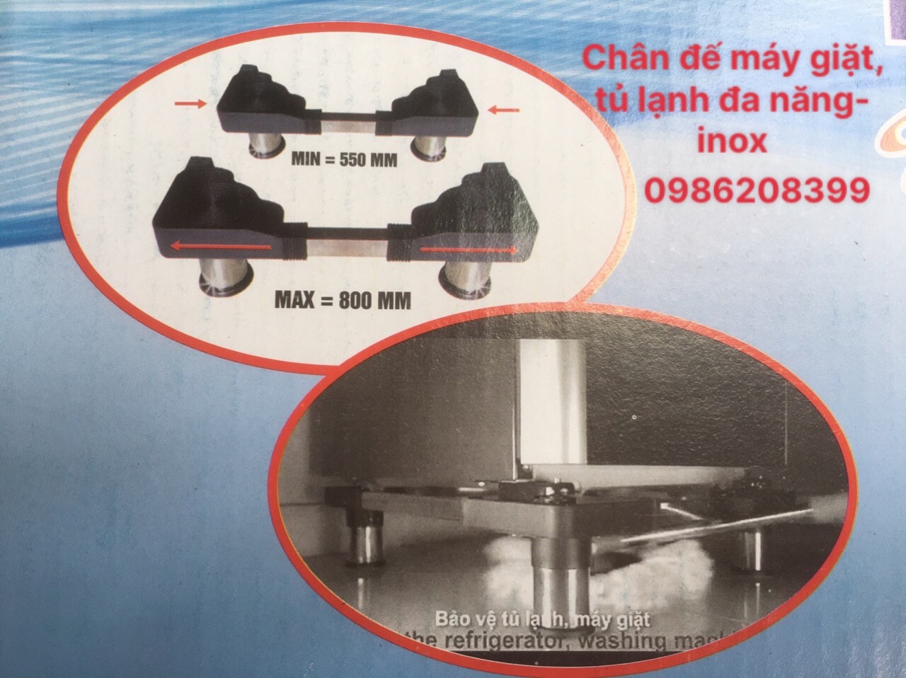 Chân đế máy giặt, tủ lạnh, máy lọc nước đa năng - inox