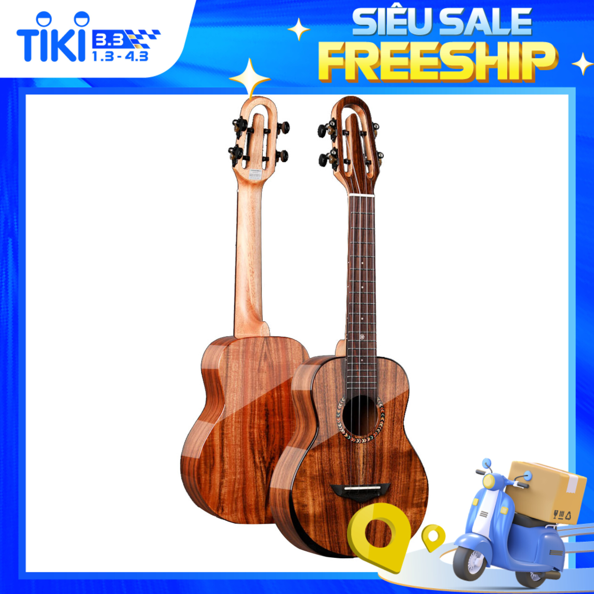 Đàn Ukulele Concert SQOE SQ UK-2420C, Gỗ KOA Nguyên Tấm Cao Cấp, Kèm Quà Tặng - Hàng Chính Hãng