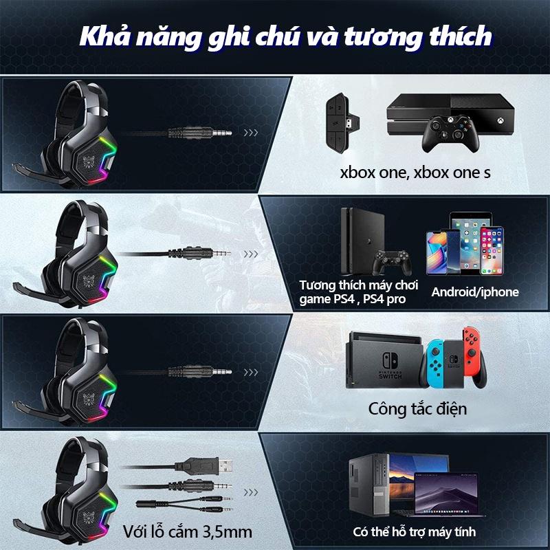 ONIKUMA K10 PRO Tai nghe chơi game PS4 Tai nghe chụp tai có đèn LED RGB với micrô đa hướng dành cho PC Máy tính xách tay [Hàng chính hãng]