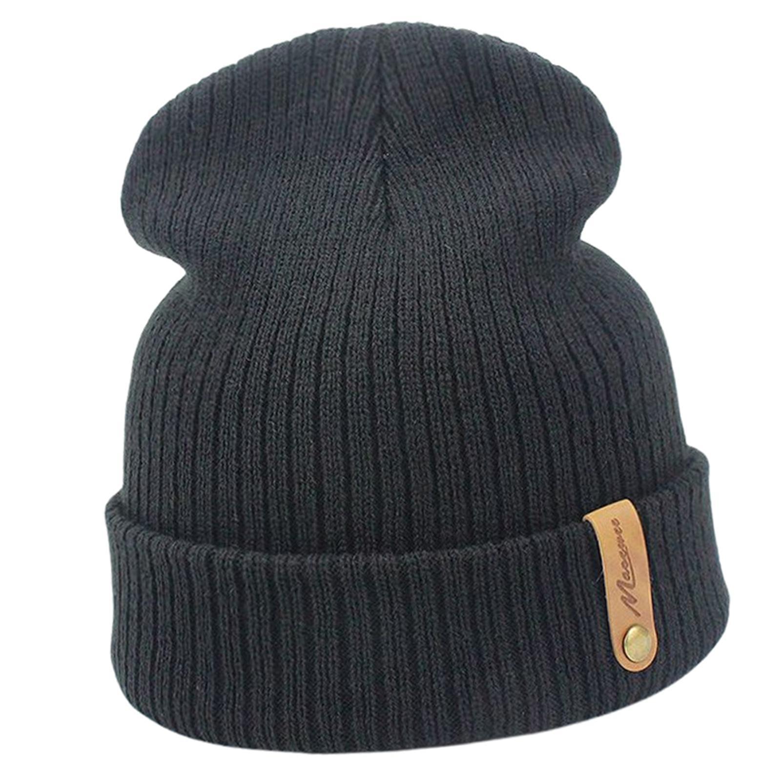 Winter Beanie Hat Slouchy Baggy Beanie Warm Thermal for Ski Black