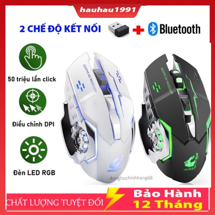 Chuột Không Dây Bluetooth Gaming Dùng Pin Sạc, Click Không Gây Tiếng Ồn Chơi Game Cực Chất Bảo Hành 12 Tháng