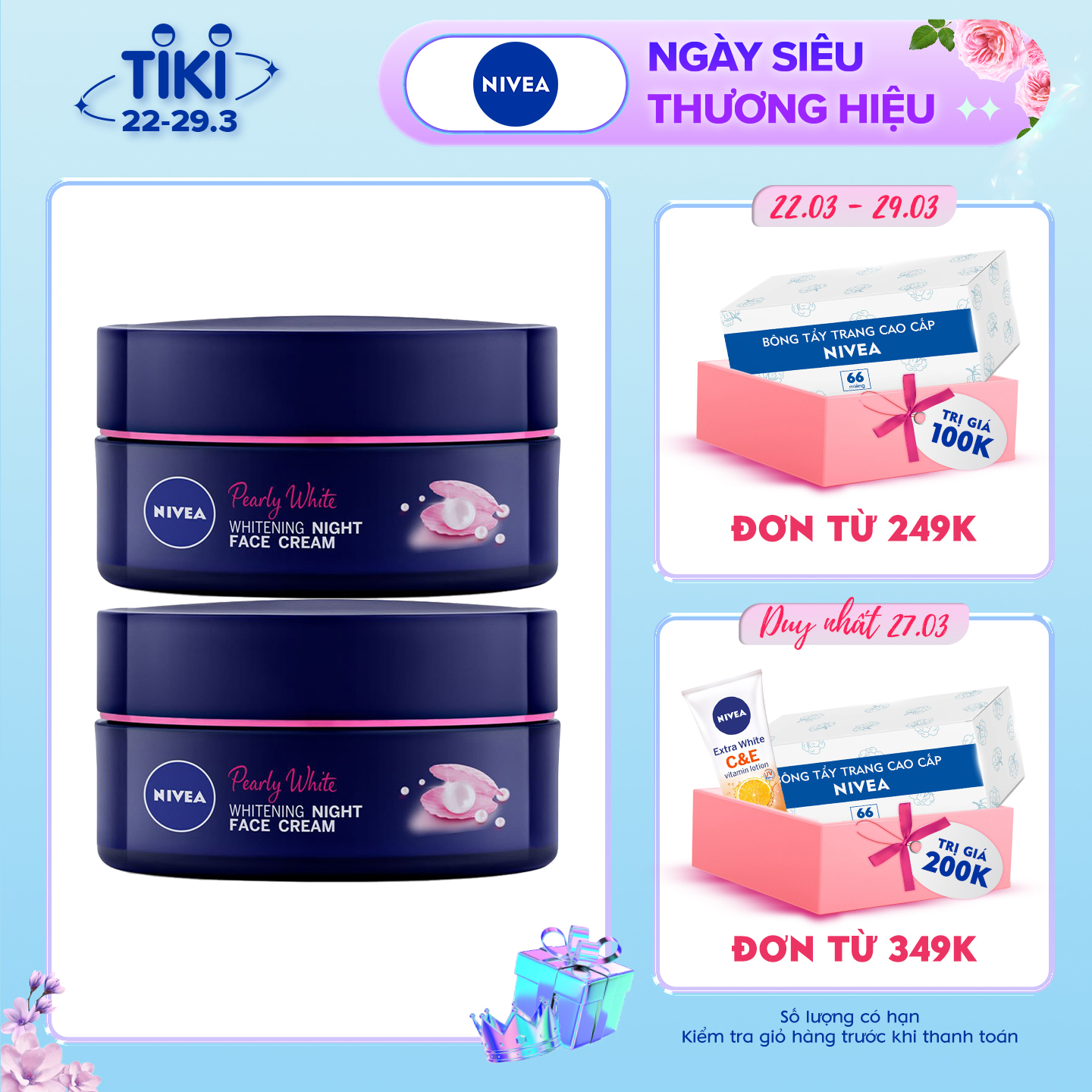 Combo 2 Kem Dưỡng Nivea Ngọc Trai Làm Sáng Da Ban Đêm 50ml 5 in 1 Pearl Filler Pearl White Night Face Cream - 86740