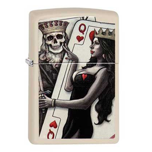 Bật Lửa Zippo 29393 Skull King Queen Beauty Cream Matte