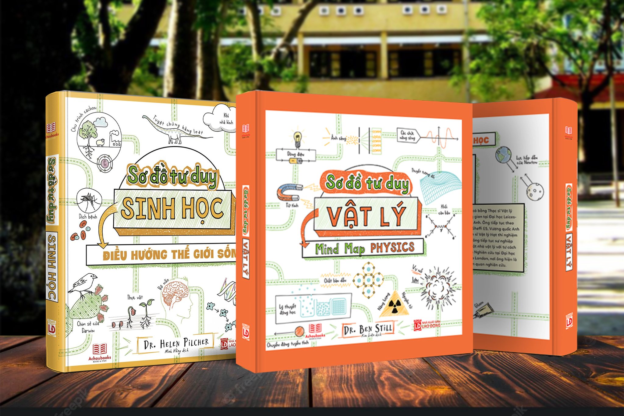 Combo 2 Cuốn Sơ Đồ Tư Duy Vật Lý + Sơ Đồ Tư Duy Sinh Học - Á Châu Book, Bìa cứng In Màu - Nâng Cao Kiến Thức Vật Lý và Sinh Học Bằng Sơ Đồ Tư Duy