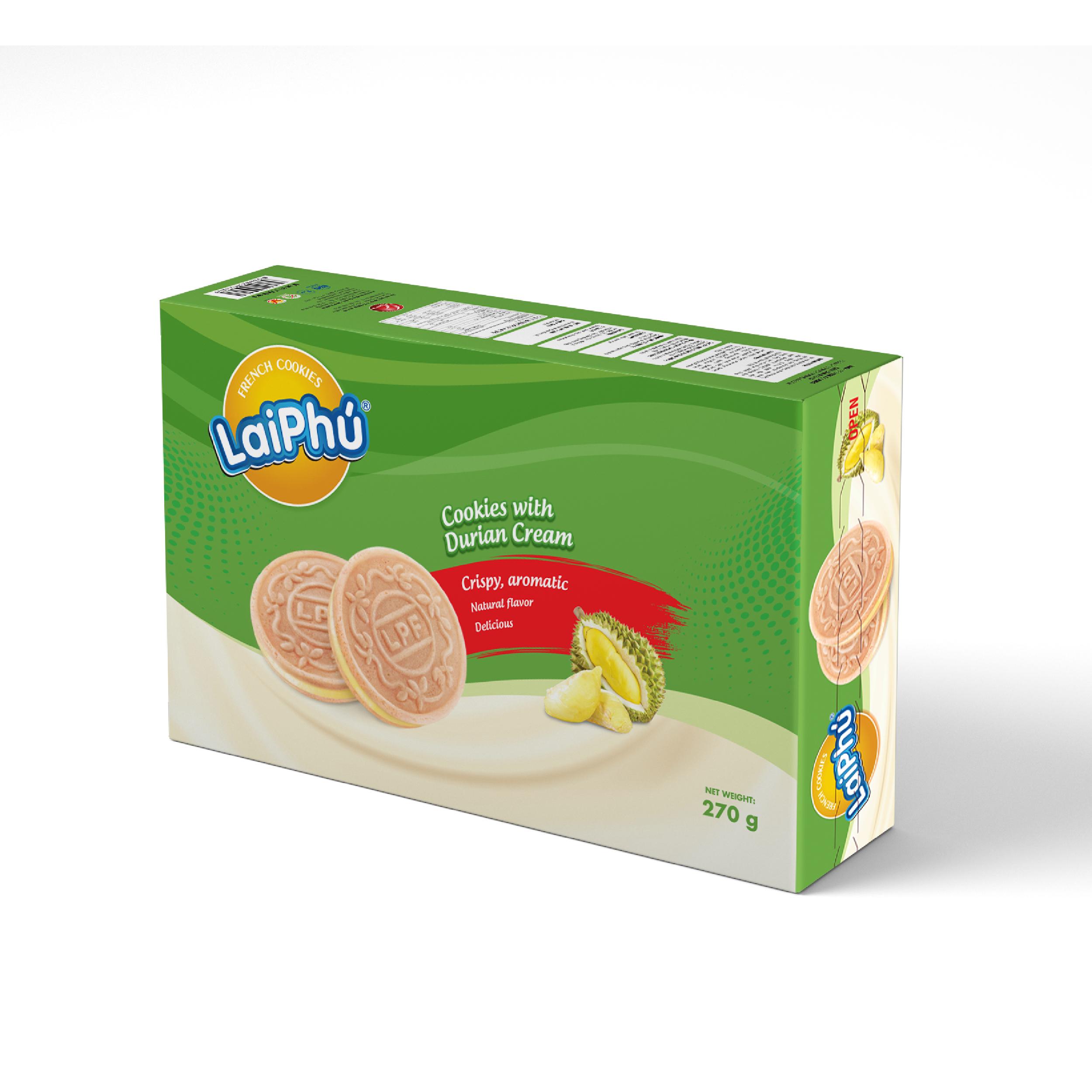 Bánh cookie Lai Phú kem Sầu Riêng 270g
