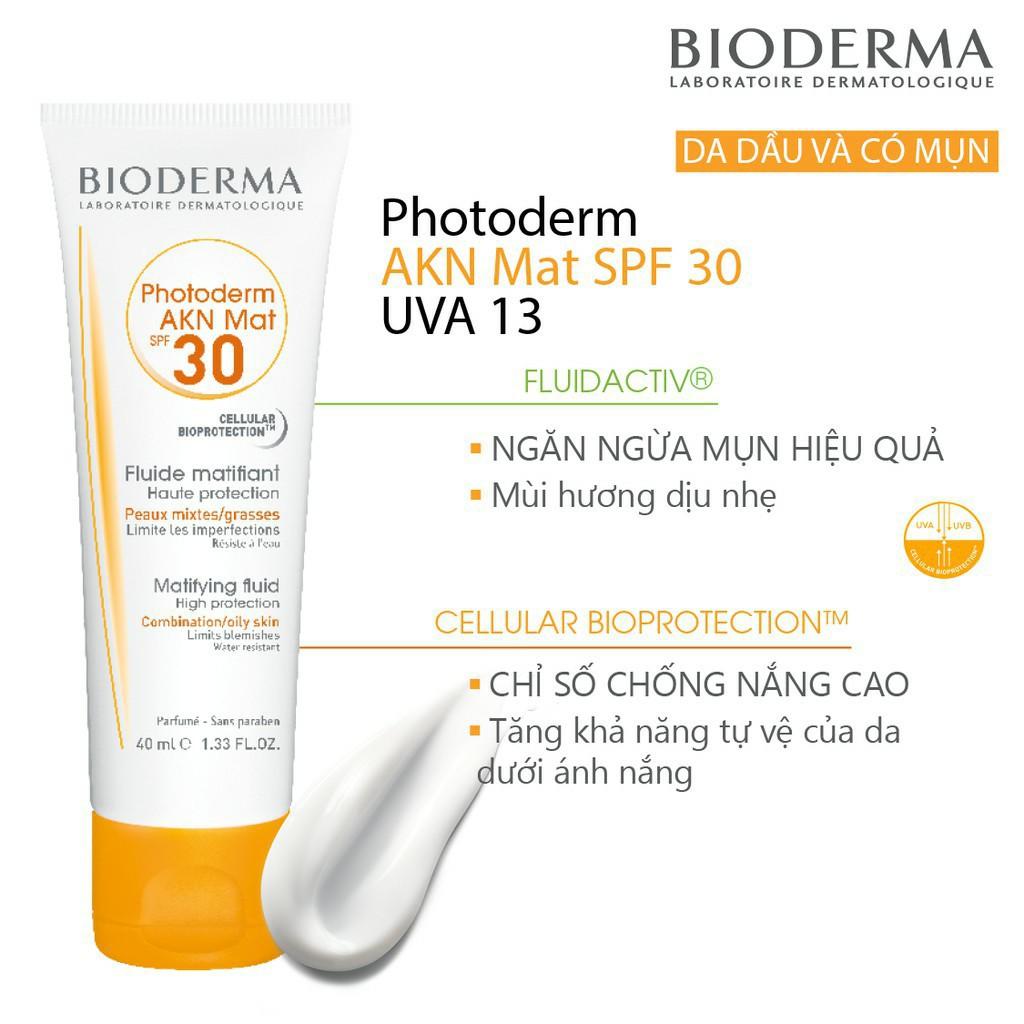 Bioderma Kem Chống Nắng Dành Cho Da Dầu Mụn Photoderm Akn Mat SPF30 40ml