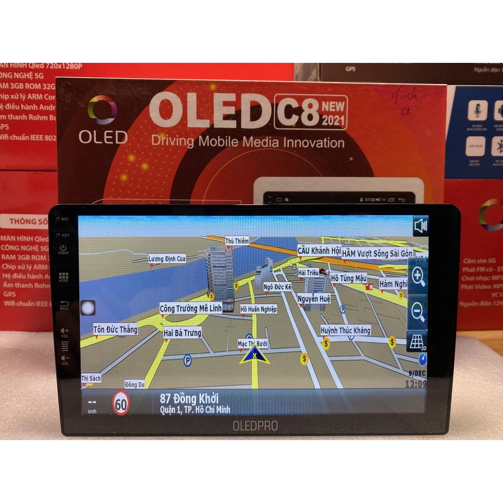 Combo màn hình OLEDPRO C8 kèm mặt dưỡng,dây nguồn cho xe FORD ECOSPORT 2018-2019