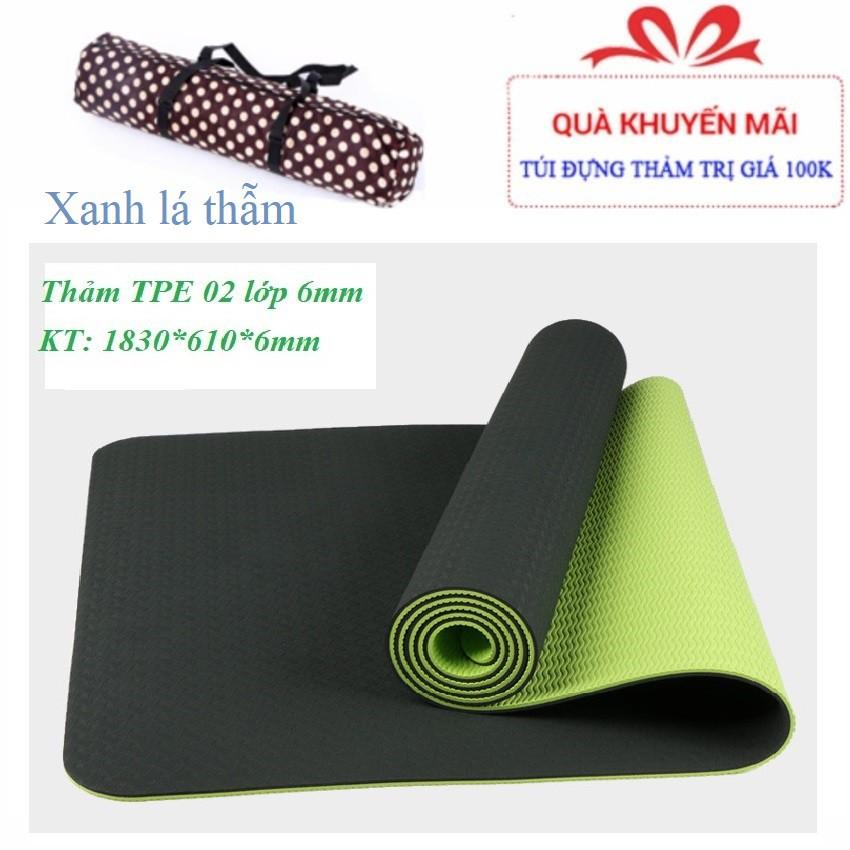 Thảm TPE 6mm 2 lớp (Tặng kèm túi xịn+dây buộc)