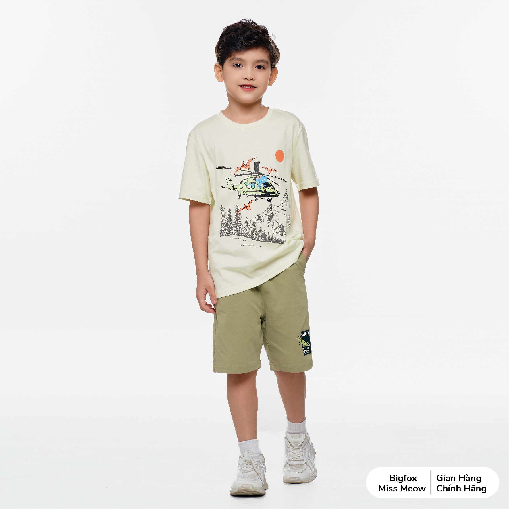 Set bộ bé trai Bigfox Miss Meow mùa hè cộc tay chất cotton size đại 7,9,11 tuổi 30kg 40kg