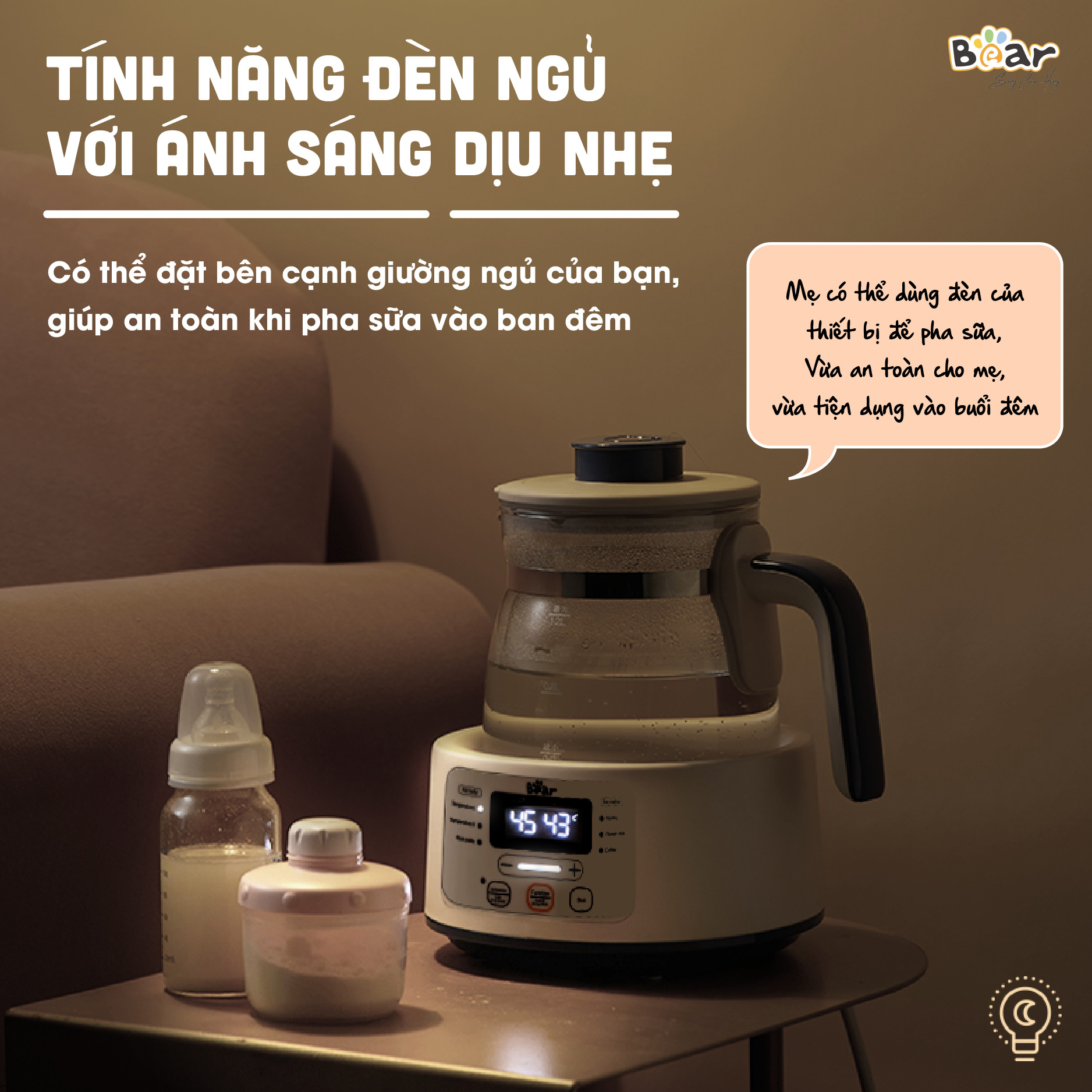 Máy Pha Trà Bear 12 Chế Độ An Toàn Đa Năng, Nấu Soup, Sắc Thuốc, Pha Sữa Cho Bé - Sube011 - Hàng Chính Hãng Bảo hành 18 Tháng