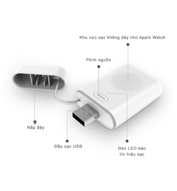 Pin dự phòng đa năng kèm đầu USB Charger cho Apple Watch