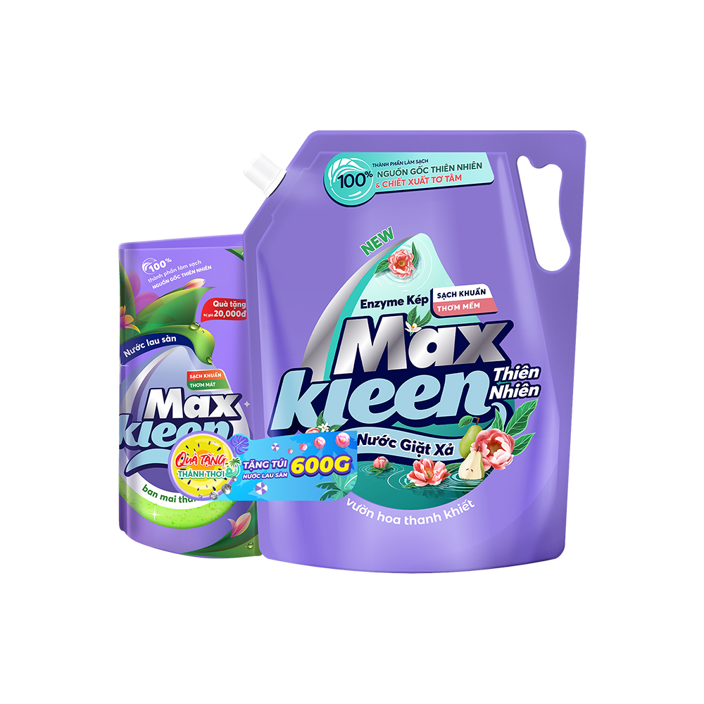 COMBO TÚI NƯỚC GIẶT XẢ + NƯỚC LAU SÀN BAN MAI THANH MÁT 2.4KG/ 2.2KG + 600G