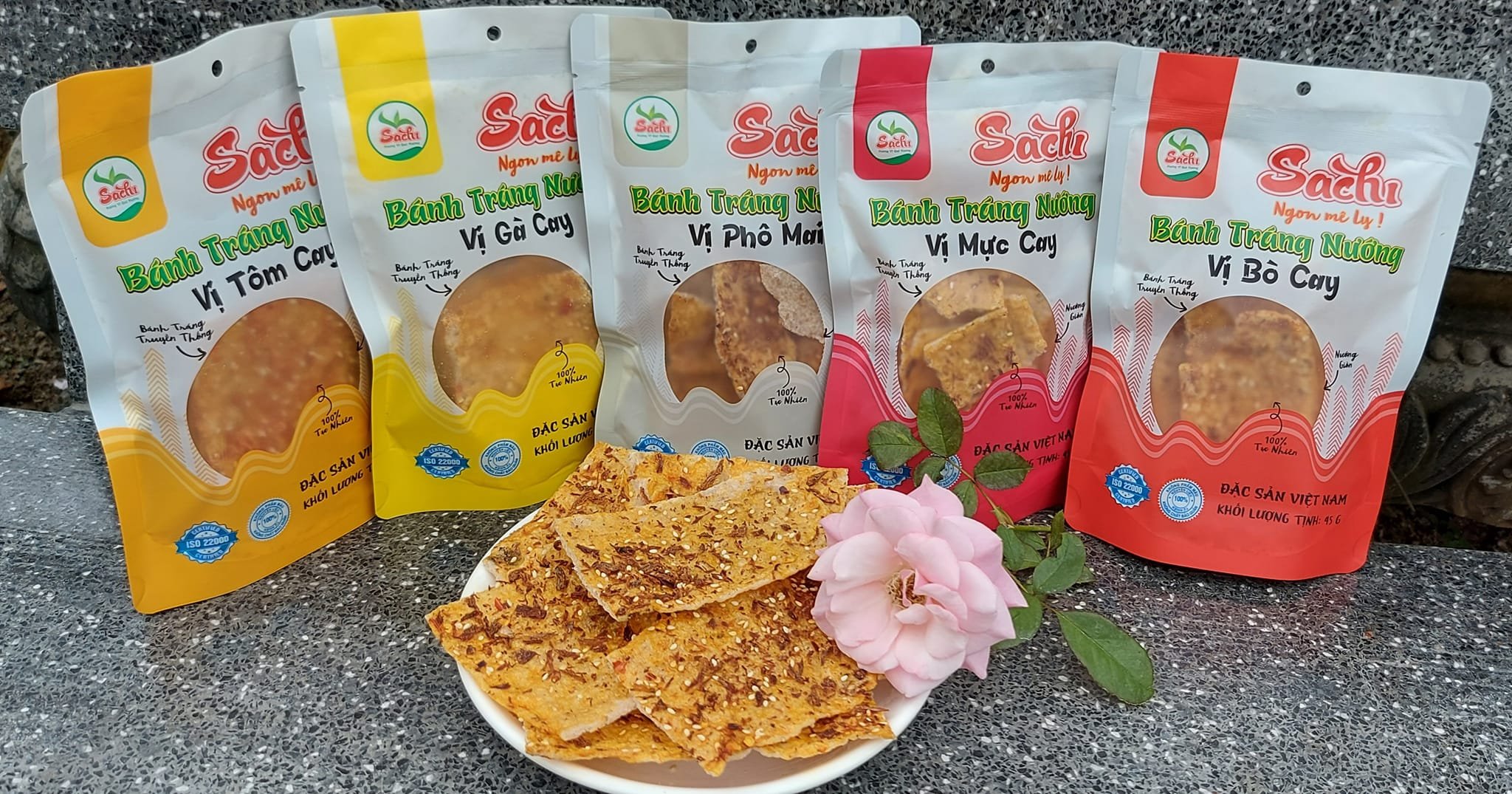 Combo 5 Bì Bánh Tráng Nướng Tẩm Vị Sachi 45gam