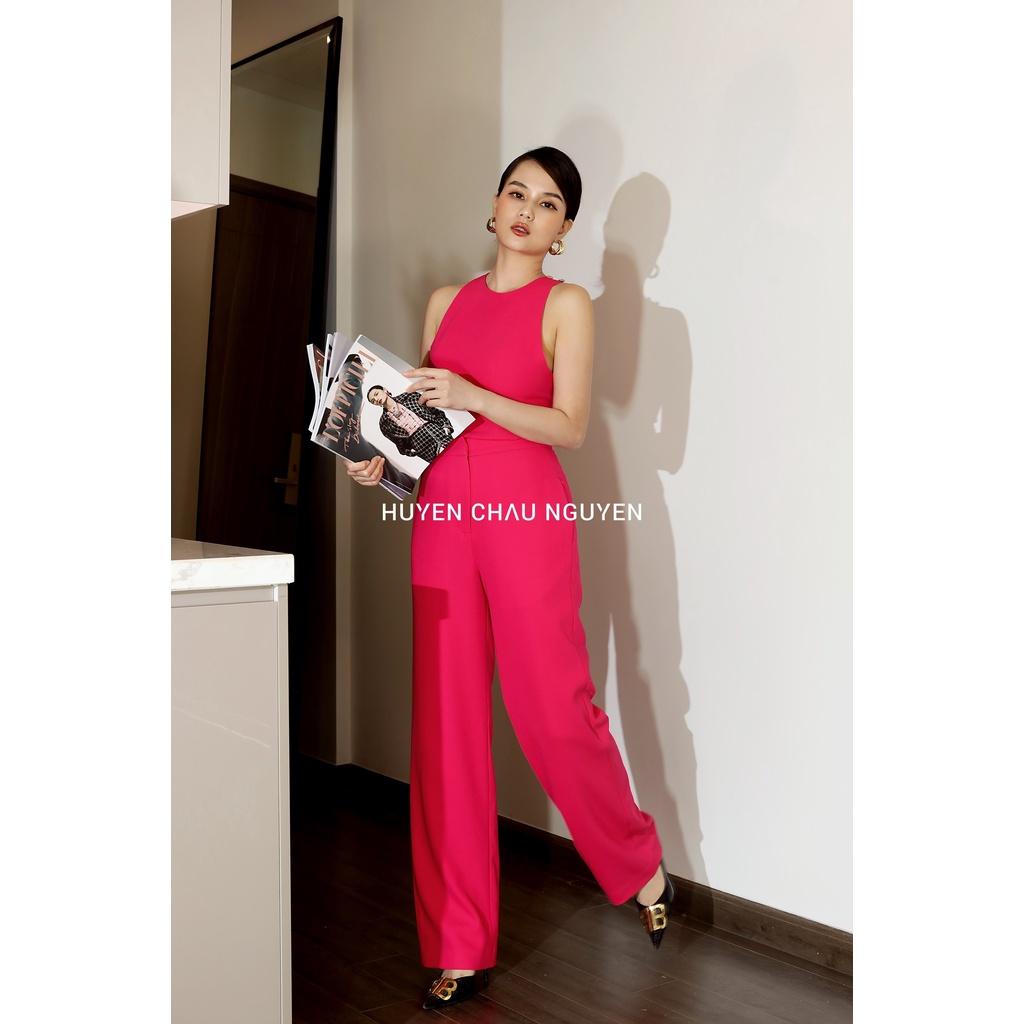 HUYEN CHAU NGUYEN - Quần công sở thiết kế quần ống suông đơn giản nhẹ nhàng chất cotton twilln màu hồng Carlton Pants