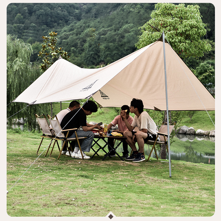 Bàn gấp gọn cắm trại, dã ngoại camping picnic chất liệu nhôm giả vân gỗ siêu tiện lợi, Thiết kế cuộn thông minh - kèm túi đựng