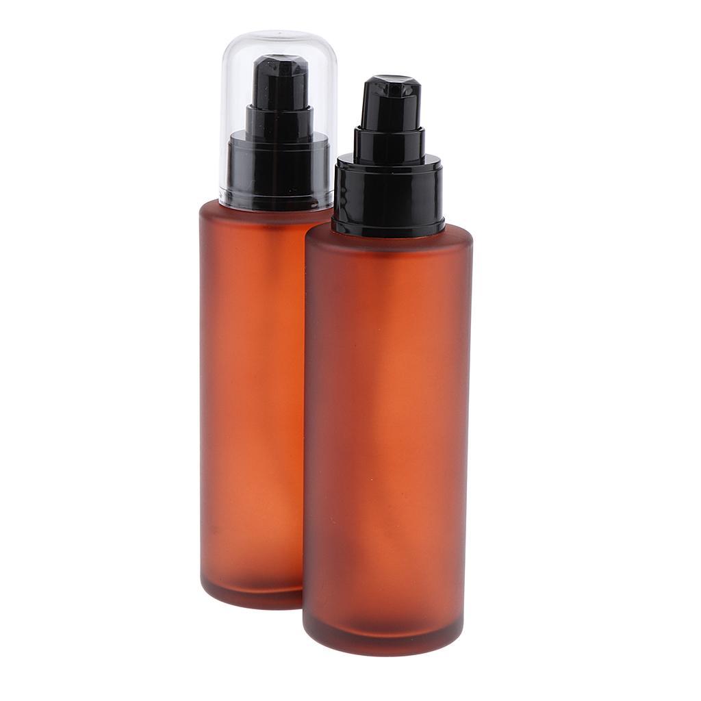 3 Pairs Empty Lotion Pump Spray Bottle Shading Cosmetic Amber Glass Bottles