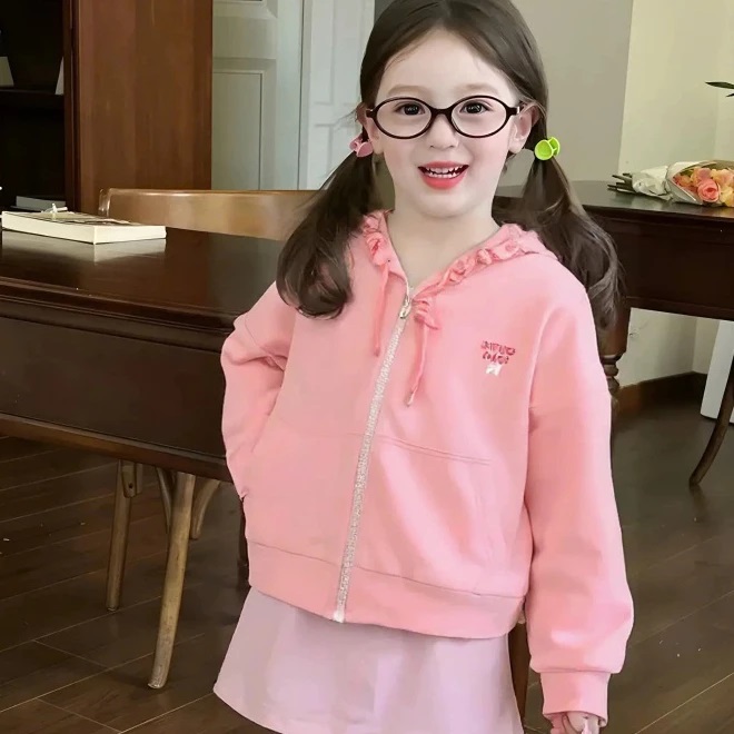 Áo Khoác Bé Gái Da Cá Có Nón Bèo Rebel Siêu Dễ Thương Từ 12-45kg Dành Cho Bé Gái