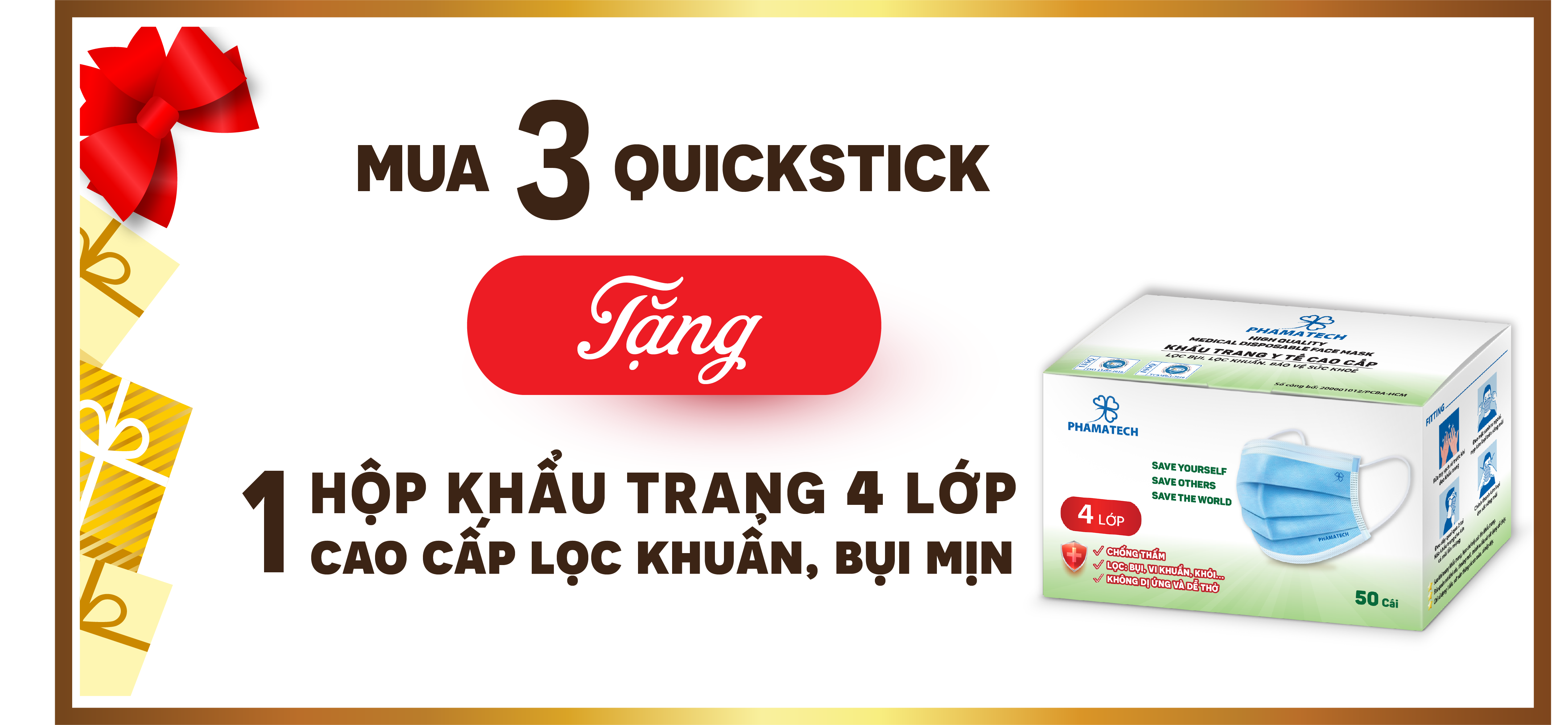 MUA 03 QUE THỬ THAI QUICKSTICK TẶNG NGAY 30 CÁI KHẨU TRANG Y TẾ KHÁNG KHUẨN