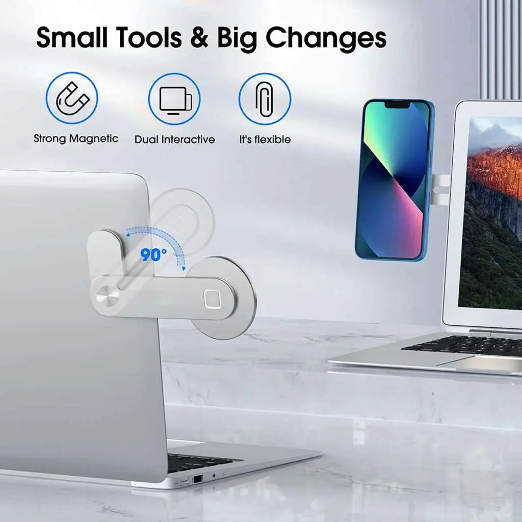 Giá đỡ từ tính magnet cho điện thoại và máy tính bảng hỗ trợ gắn lên cho Macbook / laptop hiệu WIWU Laptop Extender (Phiên bản dính chặt vào màn hình laptop và PC, có thể thu gọn, lực liên kết nam châm mạnh mẽ, xoay 90 độ) - Hàng nhập khẩu