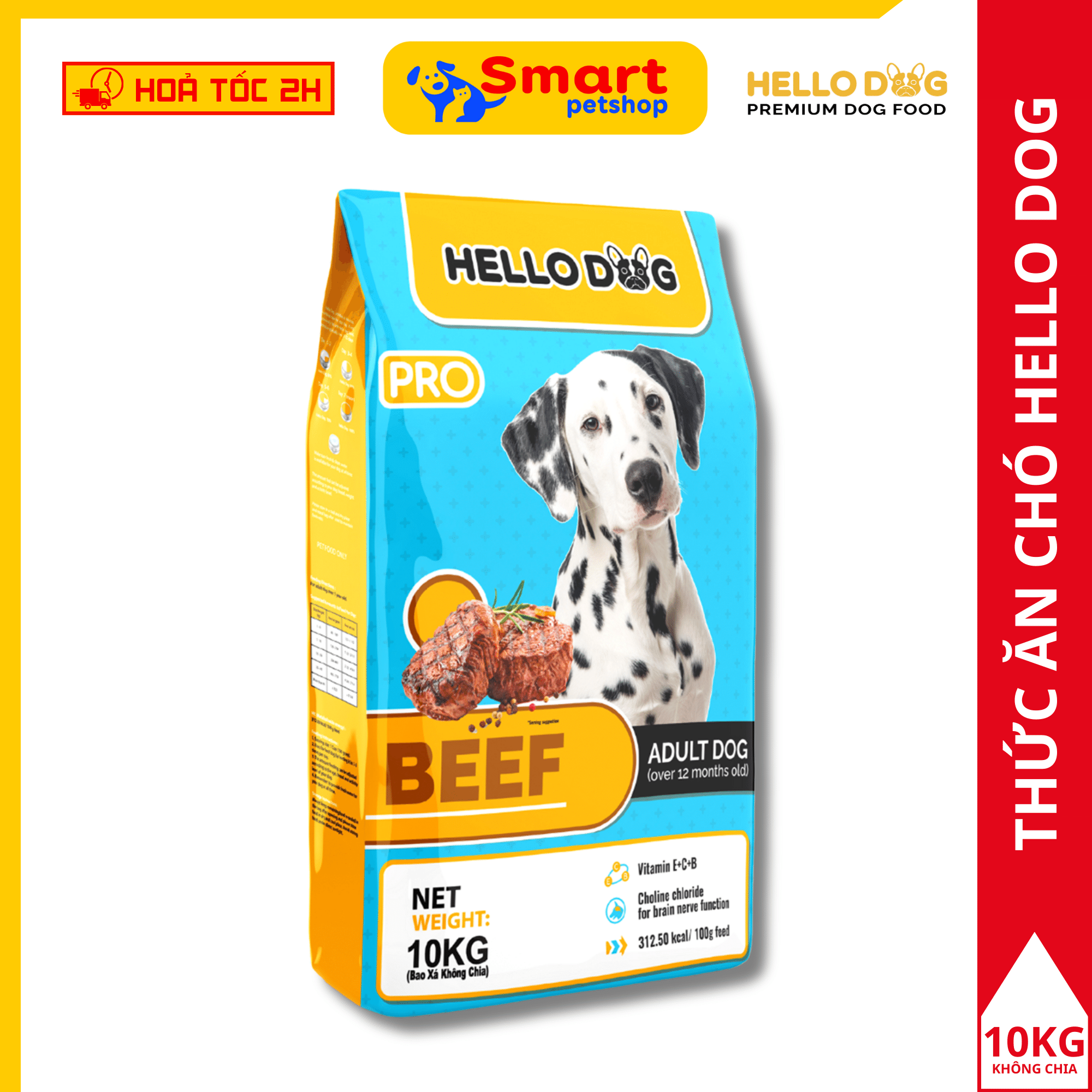 Thức Ăn Cho Chó Vị Bò Thơm Ngon - Hello Dog 10Kg