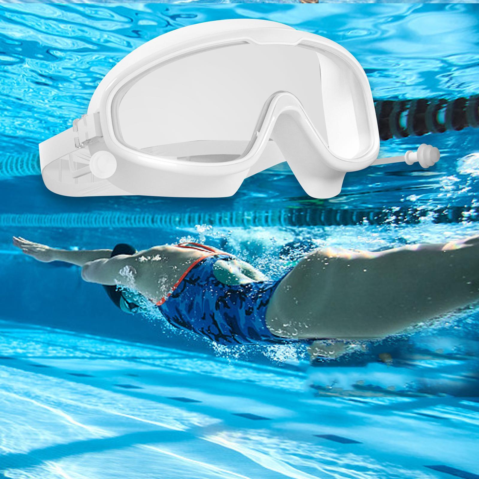 Swimming Goggles Swim Glasses Large Frame Diving Glasses with Earplugs