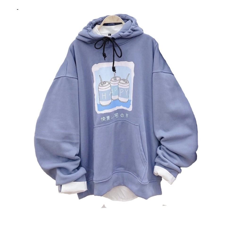 Áo Hoodie 3 Lon Nước HAPPY Form Rộng Tay Phồng Y Hình